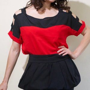 Express Red x Black Cutout blouse
